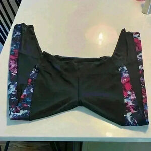 Metaphor black tights with bright pink/blue design on legs. Sz M